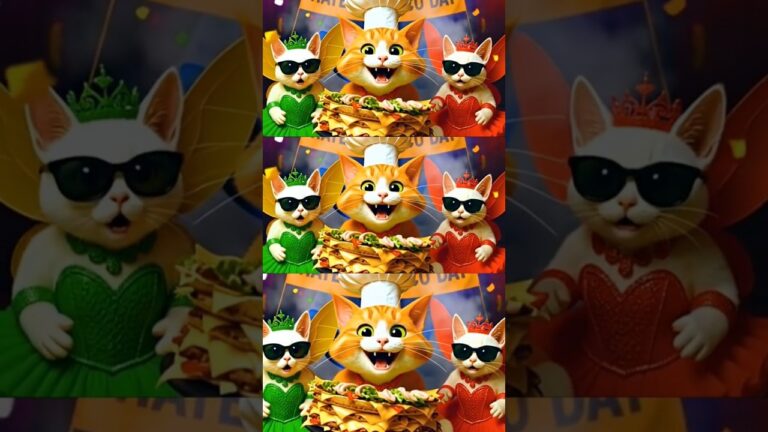 猫たちがタコスの日を祝う タコスの日スペシャルタコスタイム ニャーチョのジャブ ビリヤーン・ホイ・フィエスタ モード・メイン