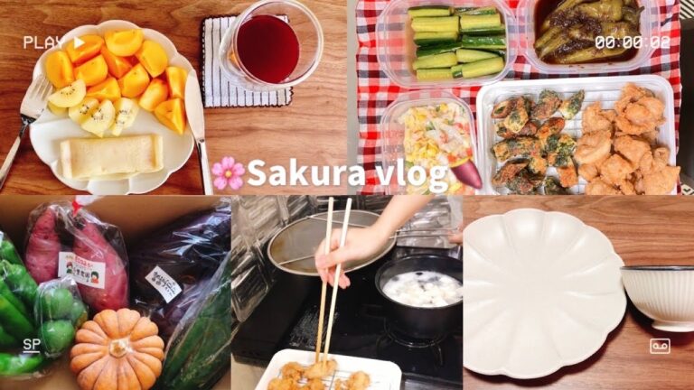 健康な体は食事から🍠｜風邪ひき一人暮らしごはん｜さつまいもご飯｜万願寺唐辛子の焼き浸し｜唐揚げ｜ちくわの磯辺揚げ