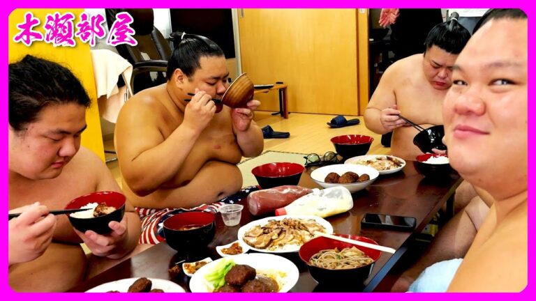 【ちゃんこ＋稽古】煮込みハンバーグ・ソップ鍋・そば・チャーシュー・なすと豚肉のみそ炒め 2025.9.8