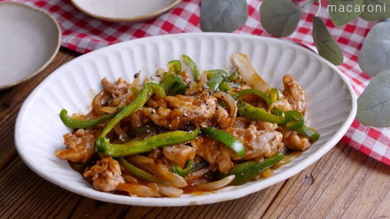 【豚こまとピーマンのポークチャップ】味付け簡単！ご飯が進むしっかり味！