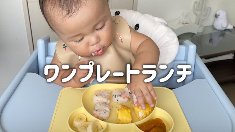 【手づかみ食べ7日目】 初めてのワンプレートランチ！ひとりで全部食べちゃった赤ちゃん 【生後9ヶ月】