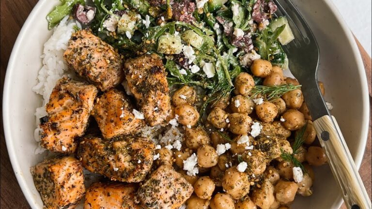 Mediterranean-Inspired Salmon Bite Bowls - 20 Minute | High Protein | Trader Joe’s Dinners