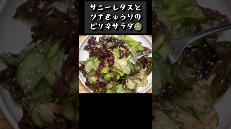 【サニーレタスとツナきゅうりのピリ辛サラダ】#shorts #sarada #サラダ#簡単レシピ #簡単料理