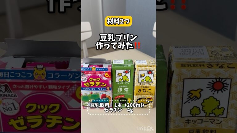 材料２つ‼️【パック１つで豆乳プリン作ってみた🔥】