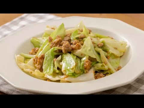 鶏ひき肉とキャベツの肉みそ炒め