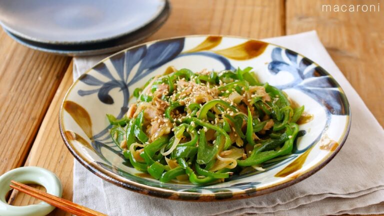 【ピーマンと玉ねぎのめんつゆツナ炒め】冷めてもおいしい！お弁当のおかずにおすすめ♪
