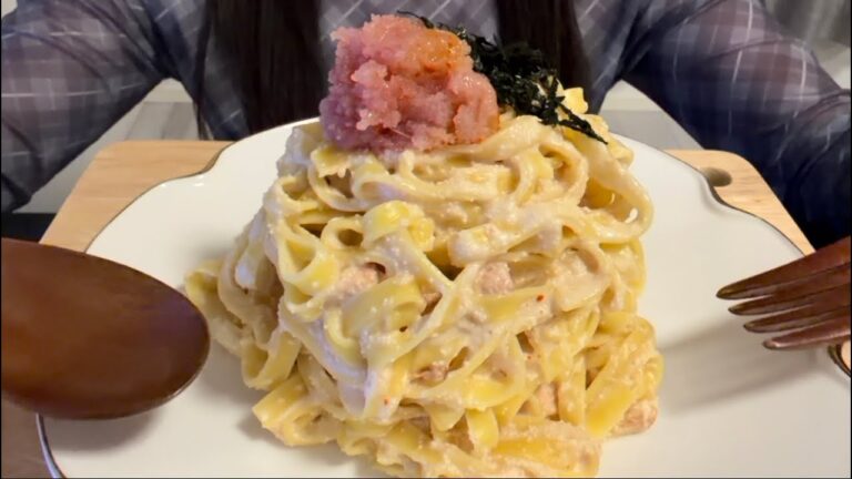 ASMR  明太子クリームパスタ　【咀嚼音/ Mukbang / Eating Sounds】