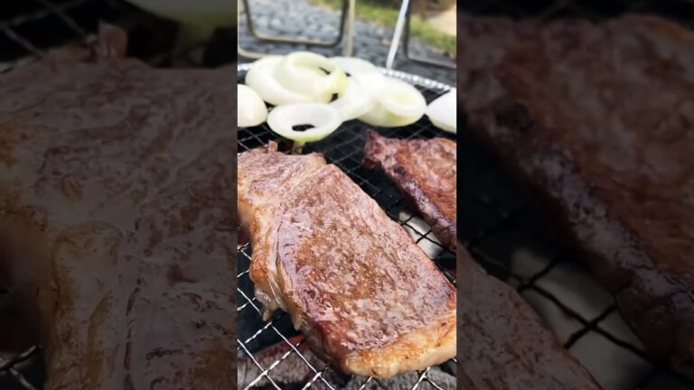 庭キャンプでBBQ。最高の焼き加減で黒毛和牛を食す。飯テロ動画。
