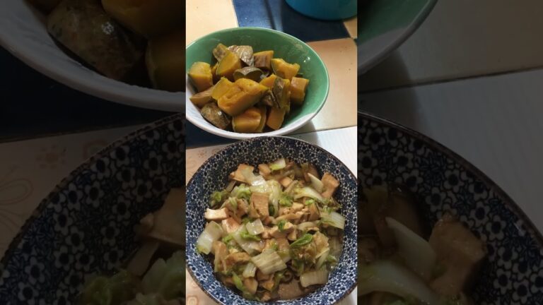 かぼちゃ煮物🎃白菜🥬厚揚げ､エリンギのオイスターソース炒めを作りました😋😊😆