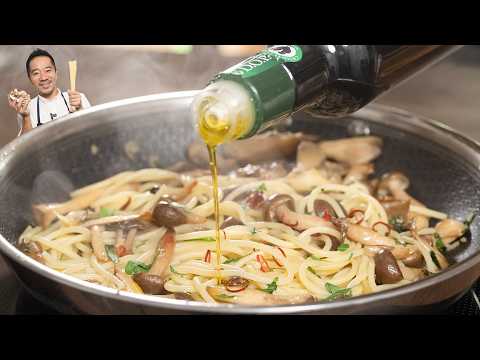 香ばしさが違う。3種のきのこで作る極上ペペロンチーノ【きのこの旨み爆発】