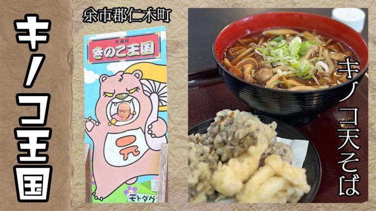 北海道余市郡仁木町　きのこ王国　きのこ天そば