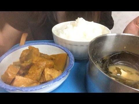 かぼちゃの煮物+味噌汁