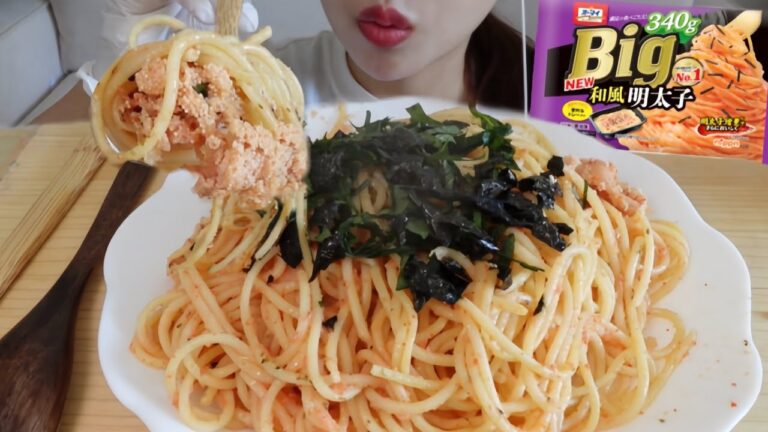 ASMR 冷凍 和風明太子 パスタ Frozen food! Japanese pollack roe pasta eating sounds