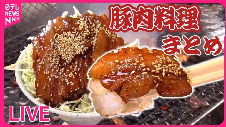 【豚肉料理まとめ】デカ盛り！盛り過ぎ店主の″炭火焼き豚重″/愛され続けるレトログルメ　ポークソテー/うどん店の名物　豚バラ丼 など　（日テレNEWSLIVE）