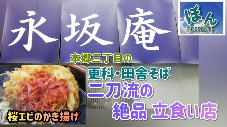 本郷三丁目【永坂庵】💥更科そばと田舎そば❗桜エビかき揚げ‼️なんて贅沢な立食い店～