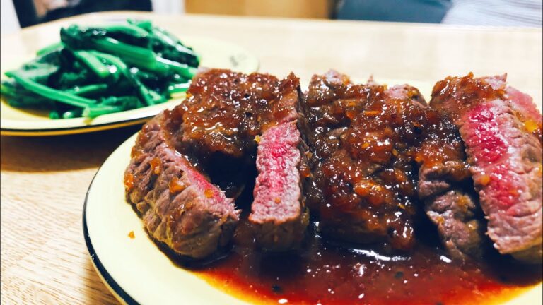 【ASMR】お家で簡単ステーキとほうれん草のバター炒めの作り方