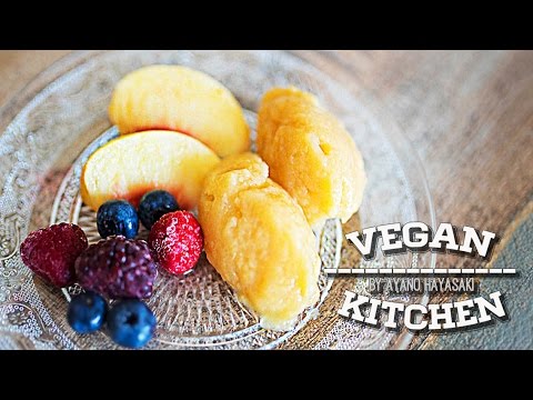 桃が美味しい時期にたくさん作って保存したい！簡単でおいしい桃のシャーベット！！：How to make Peach sorbet | Vegan Kitchen with ayano hayasaki