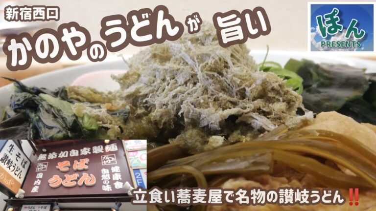 新宿西口【かのや】💥ワカメと昆布がうつわを支配する「かのや名物｣うどん‼️も人気の店😁(立食い)
