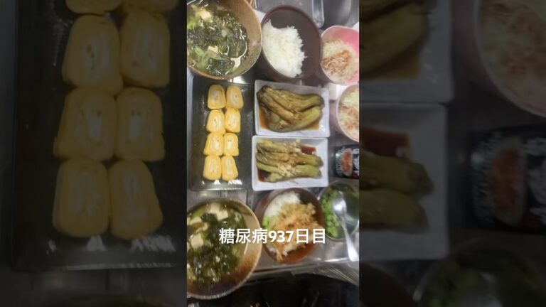 糖尿病全食事記録937日目 焼き茄子卵焼き味噌汁定食
