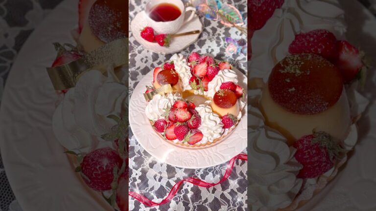 プリンいちごタルト🍮🍓❤️ 美味しすぎて3日間で全部食べちゃった🐖🐖🐖❕ #プリン #いちごタルト #タルトケーキ #独学 #vlog