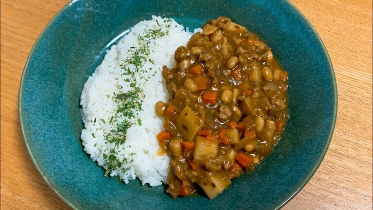 【優しいカレーライス】「納豆と長芋のキーマカレー」の作り方