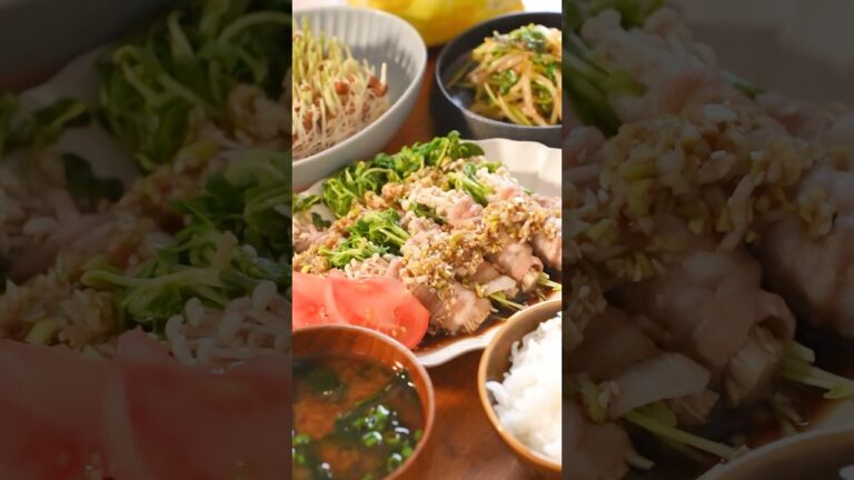 豚バラえのきと豆苗のねぎだくレンジ蒸し#簡単レシピ　#豆苗レシピ　#晩御飯レシピ