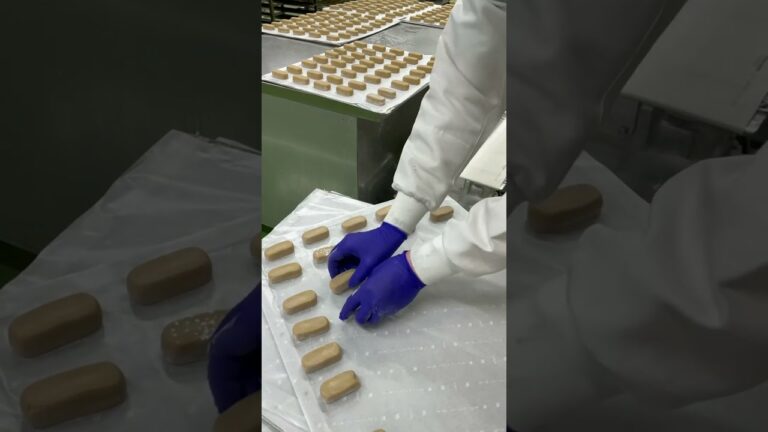 工場での黒糖のおまんじゅうの製造風景です　沖縄波照間黒糖をふんだんに使ったコクと香りの良い生地を使用しています。中のあんは、北海道産エリも小豆の自家製こしあんです　#shorts