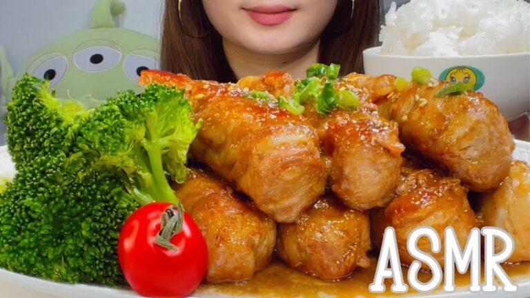 【咀嚼音】てりってりな厚揚げ肉巻き/角煮/pork【ASMR/EATING SOUNDS/Mukbang/モッパン/먹방】