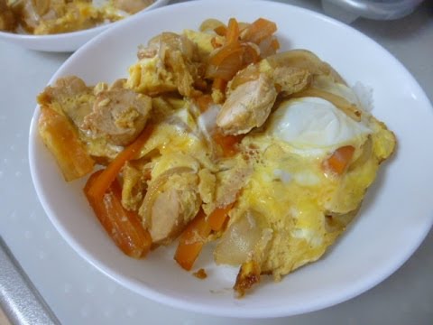【レシピ】味付けはめんつゆだけ!!ふんわりたまごの親子丼(^o^)　How to make a bowl of rice topped with chicken and eggs