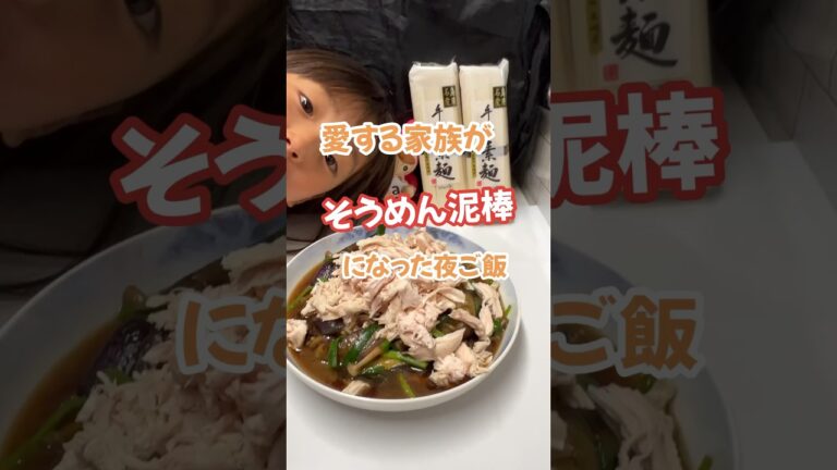 ナスとニラの麺つゆ煮で愛する家族がそうめん泥棒になった夜ご飯#そうめん #ナス #ニラ #楽しいご飯作り #家族の幸せが僕の幸せ