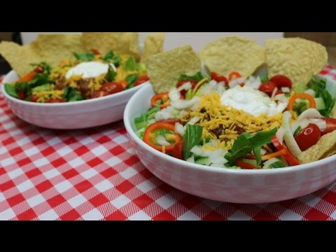 Chili Taco Salad~Taco Salad Recipe~Budget Friendly Recipes~Bulk Cooking~Mexican Food~Noreen's Kitc
