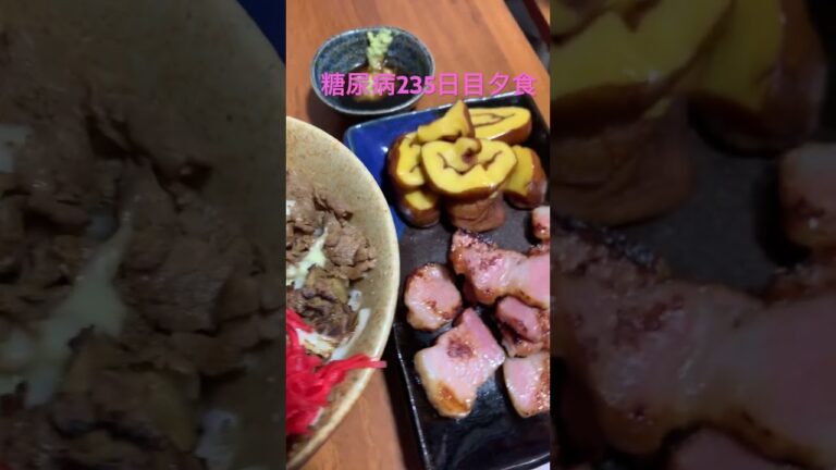 賛否両論笠原家の牛丼と伊達巻きベーコンを食べる糖尿病ダイアベティスで心筋梗塞手術後235日目夕食　日常　VLOG #糖尿病 #vlog #日常 #心筋梗塞 #ダイアベティス