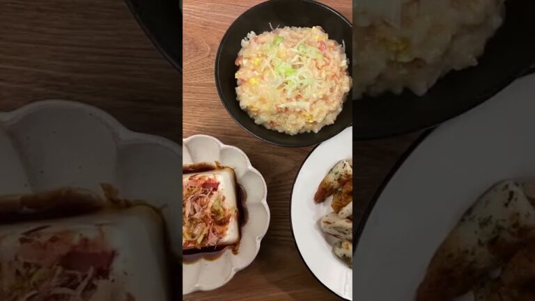 かんたん鮭雑炊&ちくわの磯辺焼き！ #Shorts