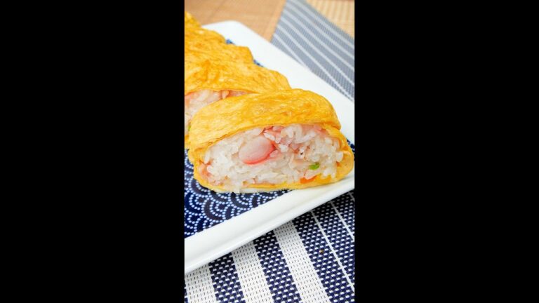 【卵焼き器ひとつで完成！】おかずにもおつまみにも！カニカマ入りロールチャーハンオムライス / Omelette Rice Rolls