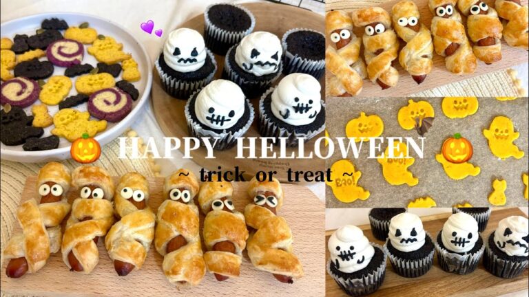 【💜Halloween💜】ハロウィンパーティーにぴったりのお菓子！🎃🖤簡単に作れる可愛すぎる3種のおばけたち~🍭👻