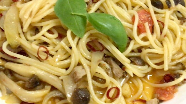 【1分動画】マグロのオリーブオイル漬けでオイルパスタ Spaghetti with Tuna