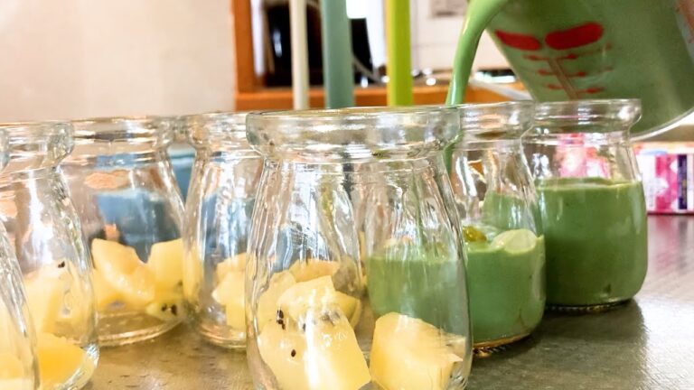 爽やかフルーツたっぷり抹茶牛乳プリン(卵、オーブンなし）