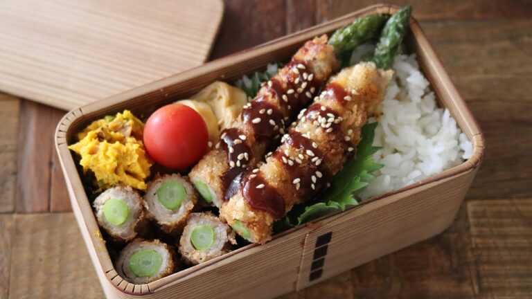【お弁当作り】たった3品のアスパラ肉巻きフライ弁当bento＃585