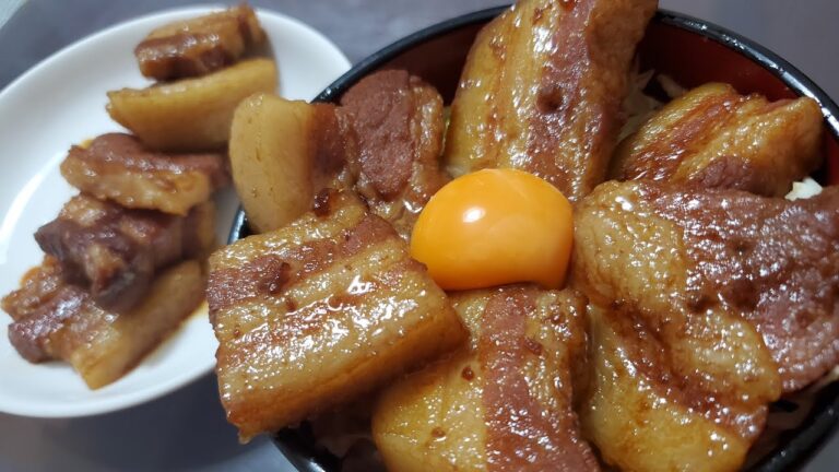 [煮込み時間30分]～なんちゃって柔らか豚の角煮丼～朝ごはんに作ってみた。