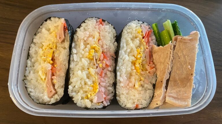 本日のお弁当　魚肉ソーセージ卵チーズおにぎらず　お弁当または朝食紹介77#shorts