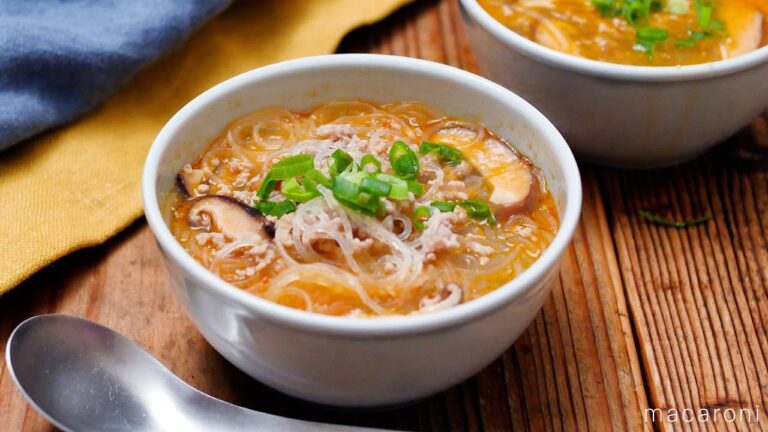 【担々春雨スープ】白すりごまでおいしく簡単！麺の代わりに春雨で作る！