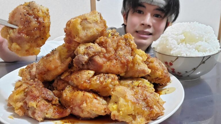 [約１kg]カンジャン(醤油)チキンを沢山作って爆食！ジューシーで手羽先みたいでうまい！