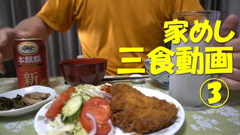 三食動画③ー家めしーまい泉ロースかつ、アラビヤン焼きそば etc.【咀嚼音注意】【飯動画】