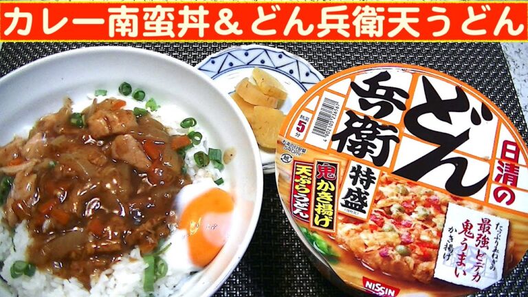 【一人deごはん】Let’s eat at home！グリコの新レトルト！「カレー南蛮丼」＆「どん兵衛天うどん」