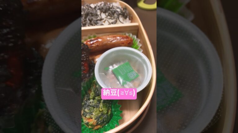 焼きサバ納豆で元気😀弁当🍱ウインナー塩昆布うめしそカツ
