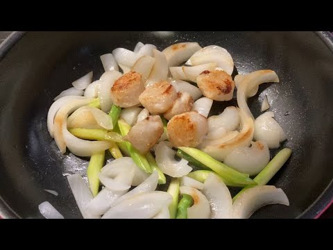 【料理log】ホタテとアスパラでレモンバターソテー