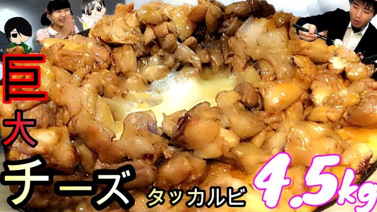 【大食い】【デカ盛り】総重量4.5kg!!/チーズ専門店で超巨大チーズタッカルビの大食いチャレンジin 関東 /with ナツさんacoさん スリバチ刑事ちゃん【飯テロ】