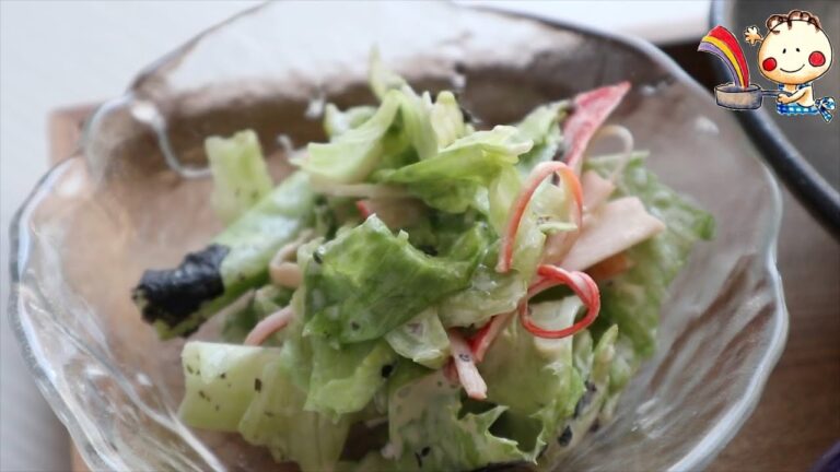 【手でちぎって和えるだけ！】レタスとカニカマの海苔マヨサラダ　＃たべいろ　＃サラダ　＃サラダレシピ