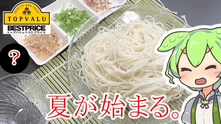 【ずんだもん】トップバリュの不味いと噂のそうめんと薬味３選【アレもあるよ】