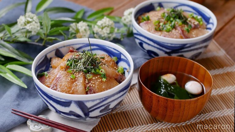 【ぶりのごまだくしょうゆ漬け丼】すりごまたっぷり！パパッと簡単に♪